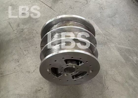 Q355B Steel Triple-section Drum Right-hand 50° Rope Groove Multi-hole Matched For Multi-rope Synchronous Lifting Winch
