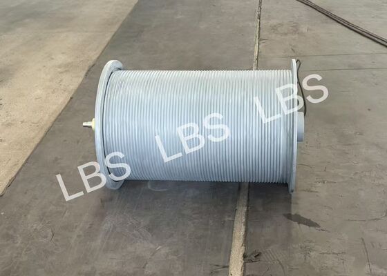 Right Hand Helical Groove Winch Drum 3 Layers Winding RAL7031 Coating For 10mm Wire Rope