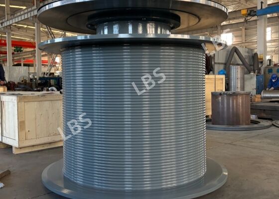 High Precision Double-Fold Lebus Grooved Winch Drum Q355D Tower Crane Winch Drum With Brake Disc Assembly